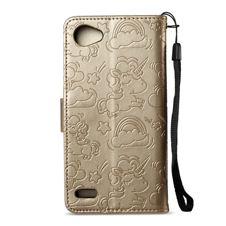 For LG Q6 Pressed Horse Cloud Print Horizontal Flip Leather Case with Holder & Card Slots & Wallet & Lanyard