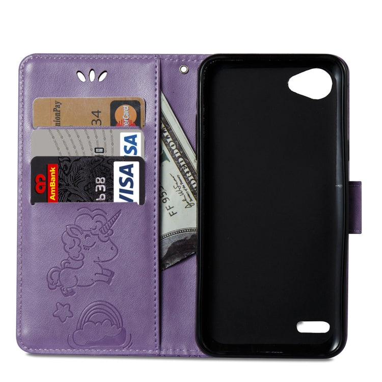 For LG Q6 Pressed Horse Cloud Print Horizontal Flip Leather Case with Holder & Card Slots & Wallet & Lanyard