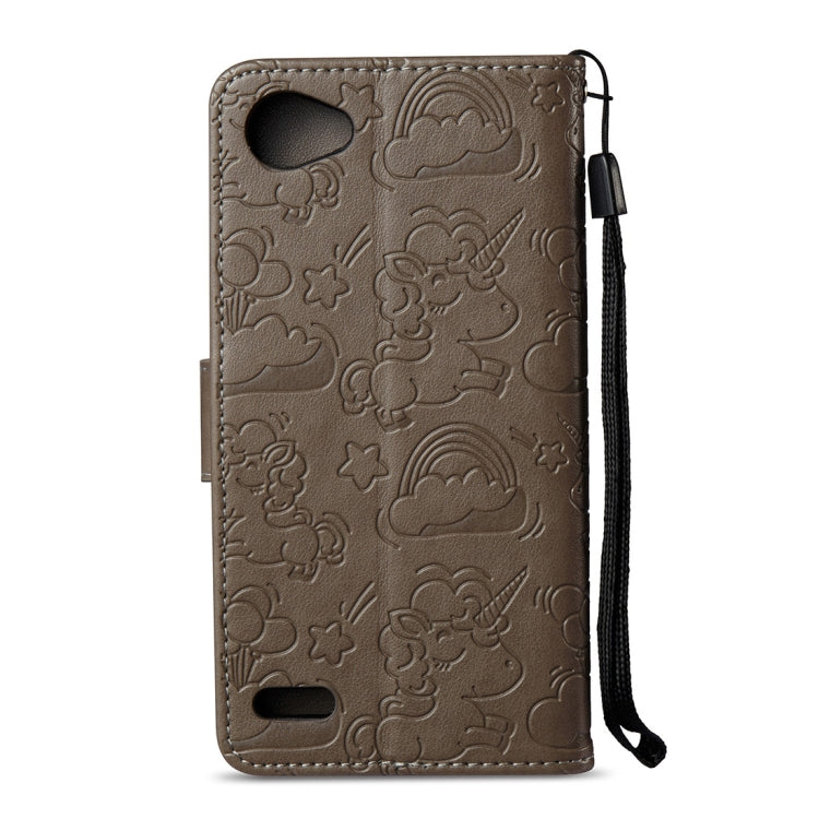 For LG Q6 Pressed Horse Cloud Print Horizontal Flip Leather Case with Holder & Card Slots & Wallet & Lanyard