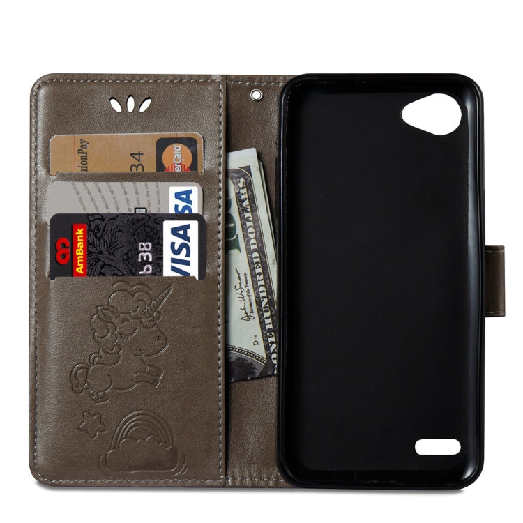 For LG Q6 Pressed Horse Cloud Print Horizontal Flip Leather Case with Holder & Card Slots & Wallet & Lanyard