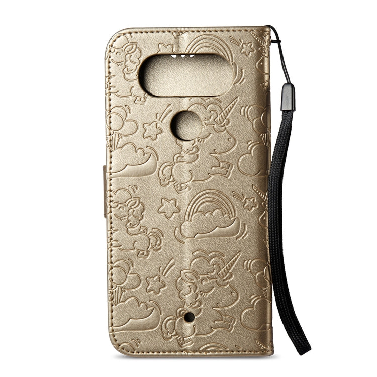 For LG Q8 Pressed Horse Cloud Print Horizontal Flip Leather Case with Holder & Card Slots & Wallet & Lanyard