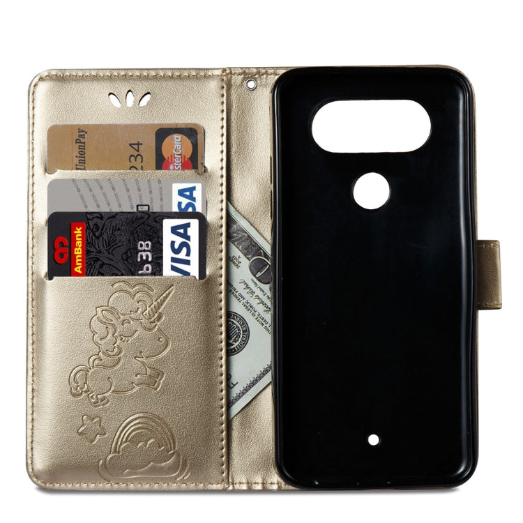 For LG Q8 Pressed Horse Cloud Print Horizontal Flip Leather Case with Holder & Card Slots & Wallet & Lanyard