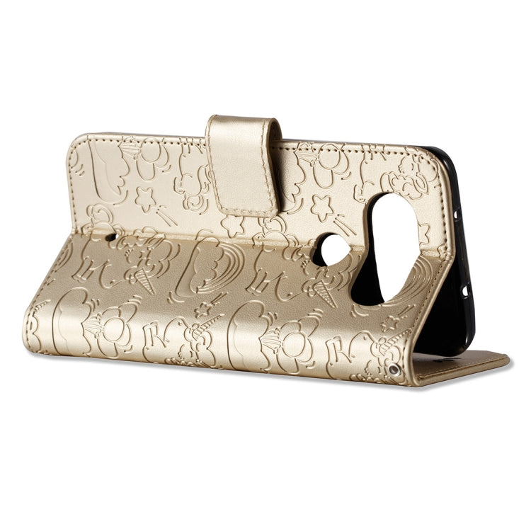 For LG Q8 Pressed Horse Cloud Print Horizontal Flip Leather Case with Holder & Card Slots & Wallet & Lanyard