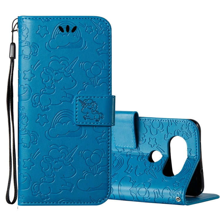 For LG Q8 Pressed Horse Cloud Print Horizontal Flip Leather Case with Holder & Card Slots & Wallet & Lanyard