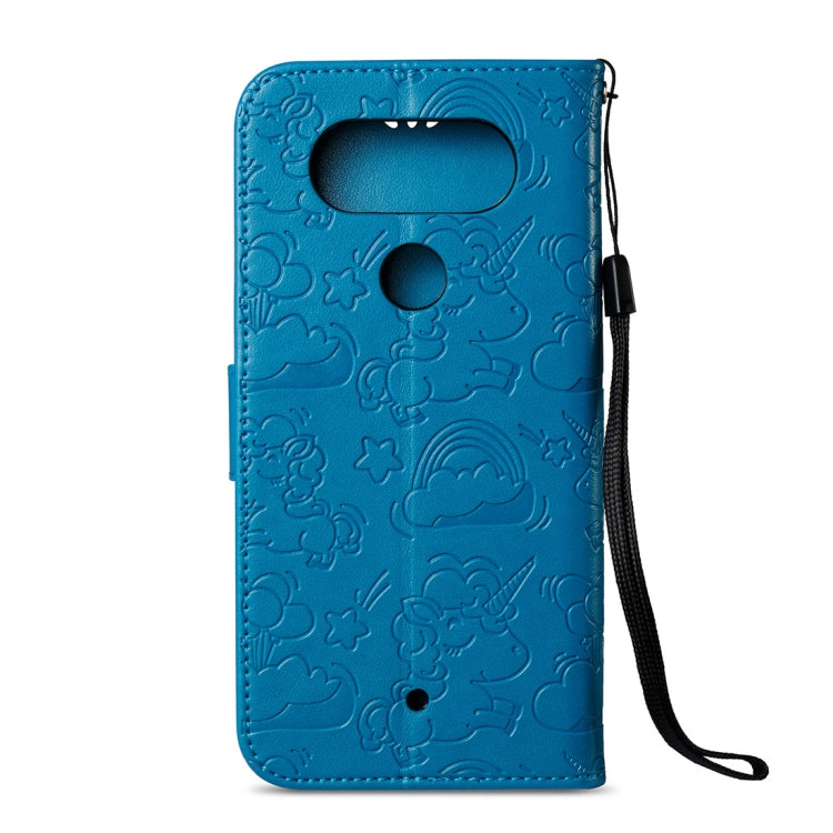 For LG Q8 Pressed Horse Cloud Print Horizontal Flip Leather Case with Holder & Card Slots & Wallet & Lanyard