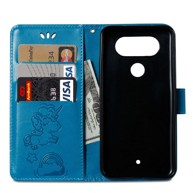 For LG Q8 Pressed Horse Cloud Print Horizontal Flip Leather Case with Holder & Card Slots & Wallet & Lanyard