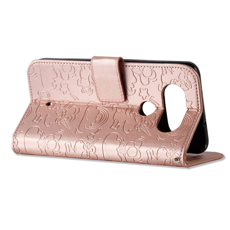 For LG Q8 Pressed Horse Cloud Print Horizontal Flip Leather Case with Holder & Card Slots & Wallet & Lanyard