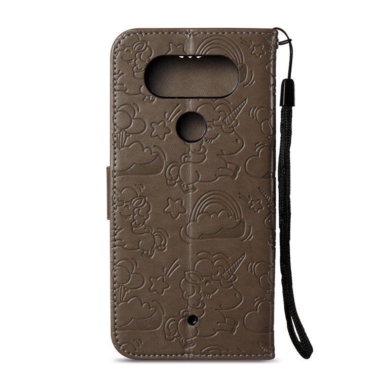 For LG Q8 Pressed Horse Cloud Print Horizontal Flip Leather Case with Holder & Card Slots & Wallet & Lanyard