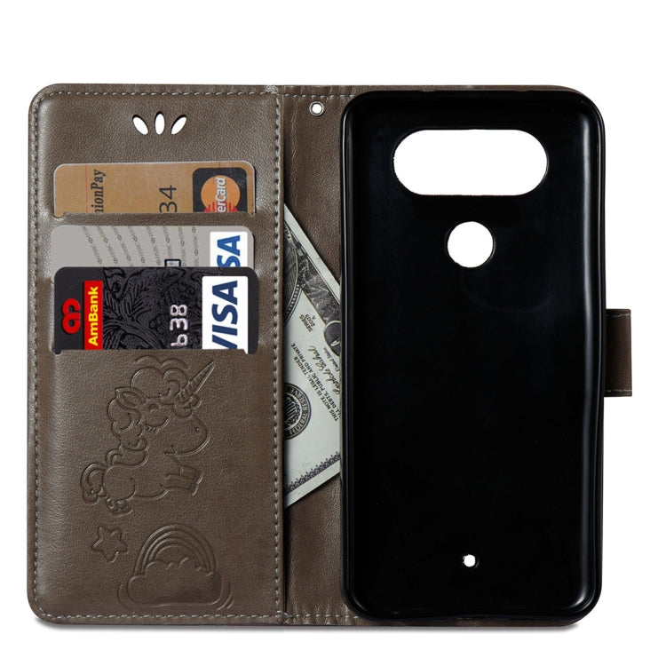 For LG Q8 Pressed Horse Cloud Print Horizontal Flip Leather Case with Holder & Card Slots & Wallet & Lanyard