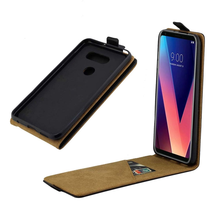 For LG V30 TPU Business Style Vertical Flip Protective Leather Case with Card Slot (Black)