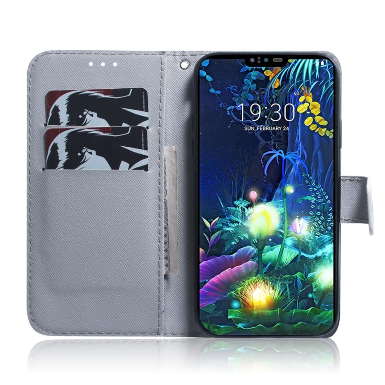 Apricot Flower Pattern Coloured Drawing Horizontal Flip Leather Case for LG V50 ThinQ 5G, with Holder & Card Slots & Wallet