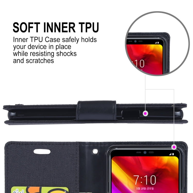 GOOSPERY CANVAS DIARY Canvas Texture Horizontal Flip Leather Case for LG G7 ThinQ, with Holder & Card Slots & Wallet