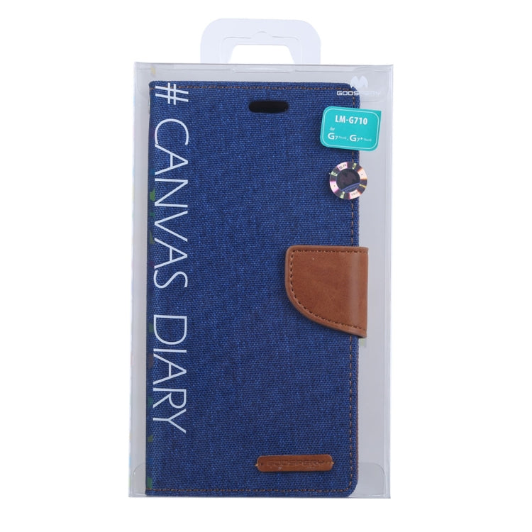 GOOSPERY CANVAS DIARY Canvas Texture Horizontal Flip Leather Case for LG G7 ThinQ, with Holder & Card Slots & Wallet