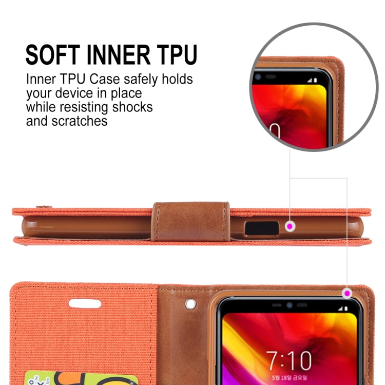 GOOSPERY CANVAS DIARY Canvas Texture Horizontal Flip Leather Case for LG G7 ThinQ, with Holder & Card Slots & Wallet