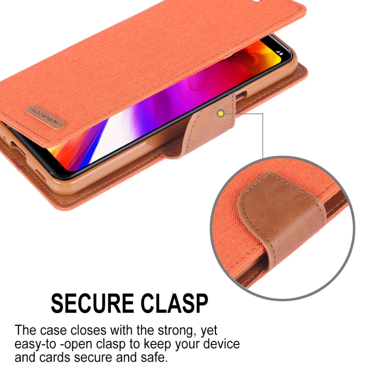 GOOSPERY CANVAS DIARY Canvas Texture Horizontal Flip Leather Case for LG G7 ThinQ, with Holder & Card Slots & Wallet