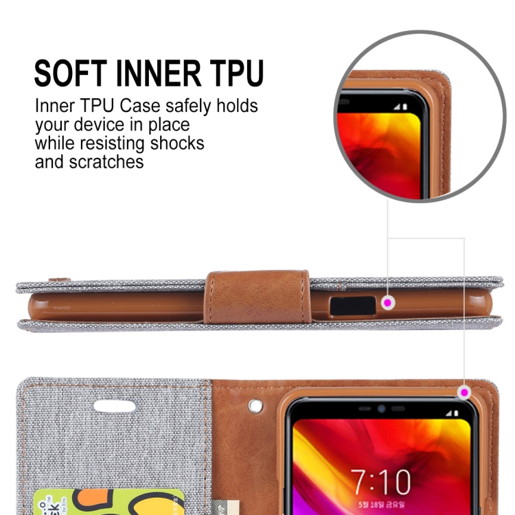 GOOSPERY CANVAS DIARY Canvas Texture Horizontal Flip Leather Case for LG G7 ThinQ, with Holder & Card Slots & Wallet