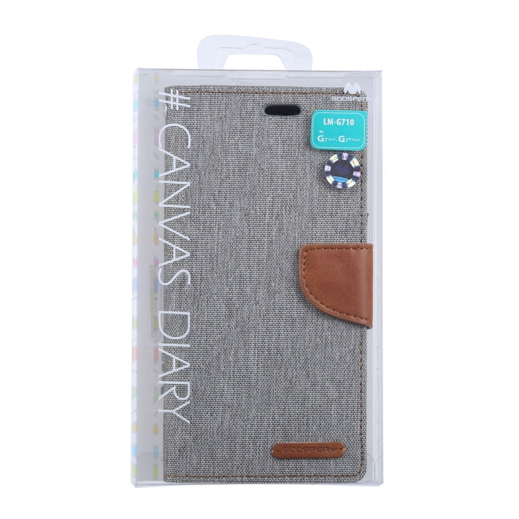 GOOSPERY CANVAS DIARY Canvas Texture Horizontal Flip Leather Case for LG G7 ThinQ, with Holder & Card Slots & Wallet