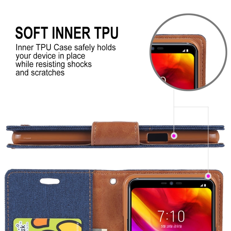 GOOSPERY CANVAS DIARY Canvas Texture Horizontal Flip Leather Case for LG G7 ThinQ, with Holder & Card Slots & Wallet