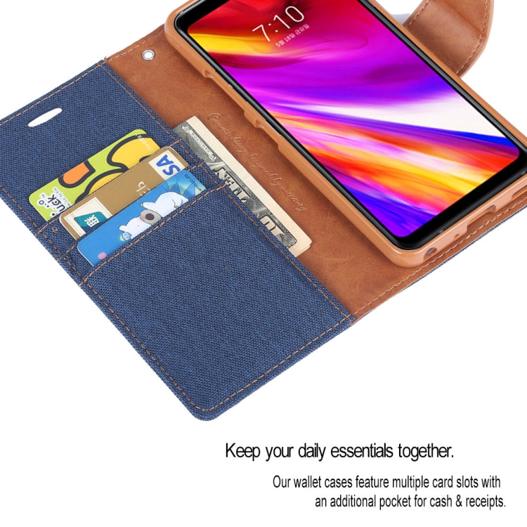 GOOSPERY CANVAS DIARY Canvas Texture Horizontal Flip Leather Case for LG G7 ThinQ, with Holder & Card Slots & Wallet