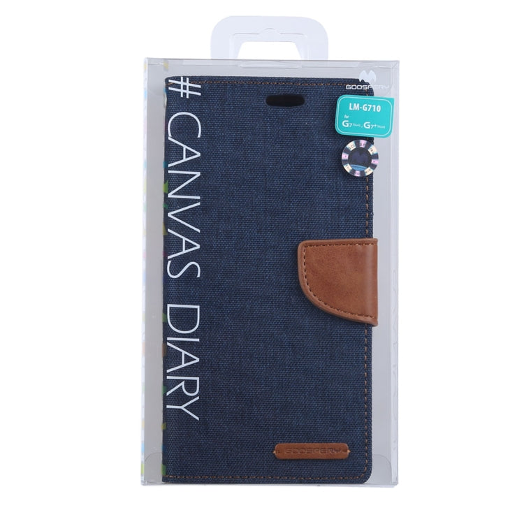 GOOSPERY CANVAS DIARY Canvas Texture Horizontal Flip Leather Case for LG G7 ThinQ, with Holder & Card Slots & Wallet