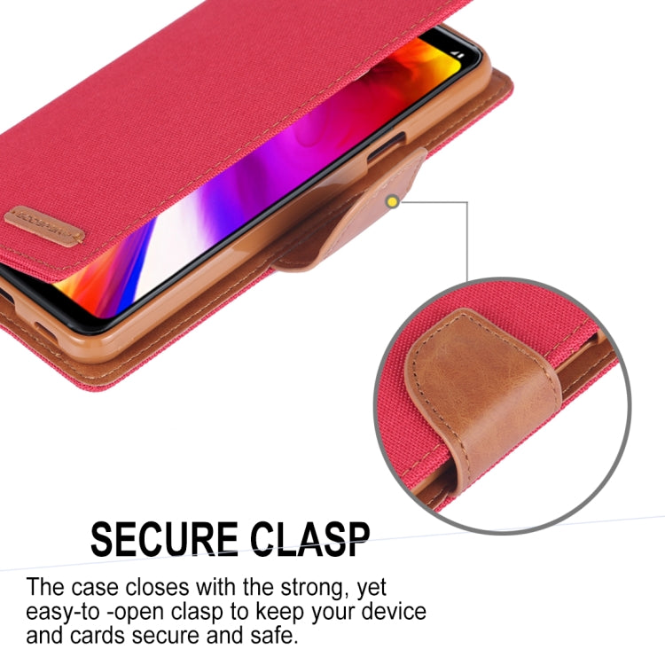 GOOSPERY CANVAS DIARY Canvas Texture Horizontal Flip Leather Case for LG G7 ThinQ, with Holder & Card Slots & Wallet