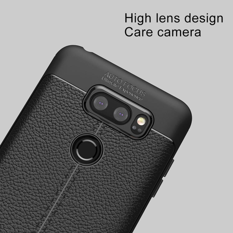 For LG V30S ThinQ Litchi Texture Soft TPU Protective Back Cover Case