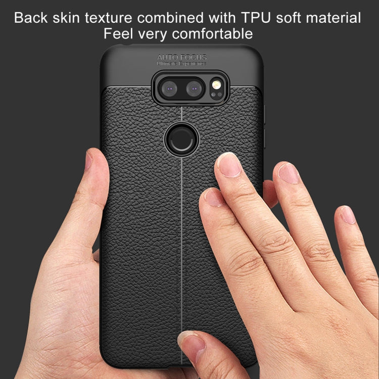 For LG V30S ThinQ Litchi Texture Soft TPU Protective Back Cover Case