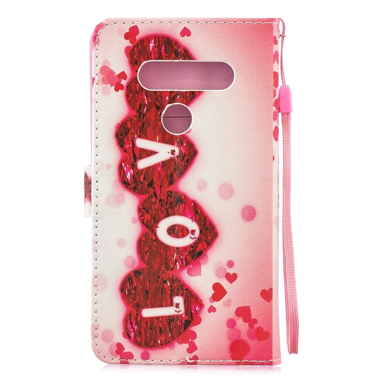 Love Pattern Horizontal Flip Leather Case for LG V40 ThinQ, with Holder & Card Slots & Wallet