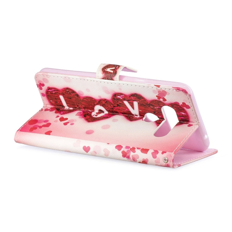 Love Pattern Horizontal Flip Leather Case for LG V40 ThinQ, with Holder & Card Slots & Wallet