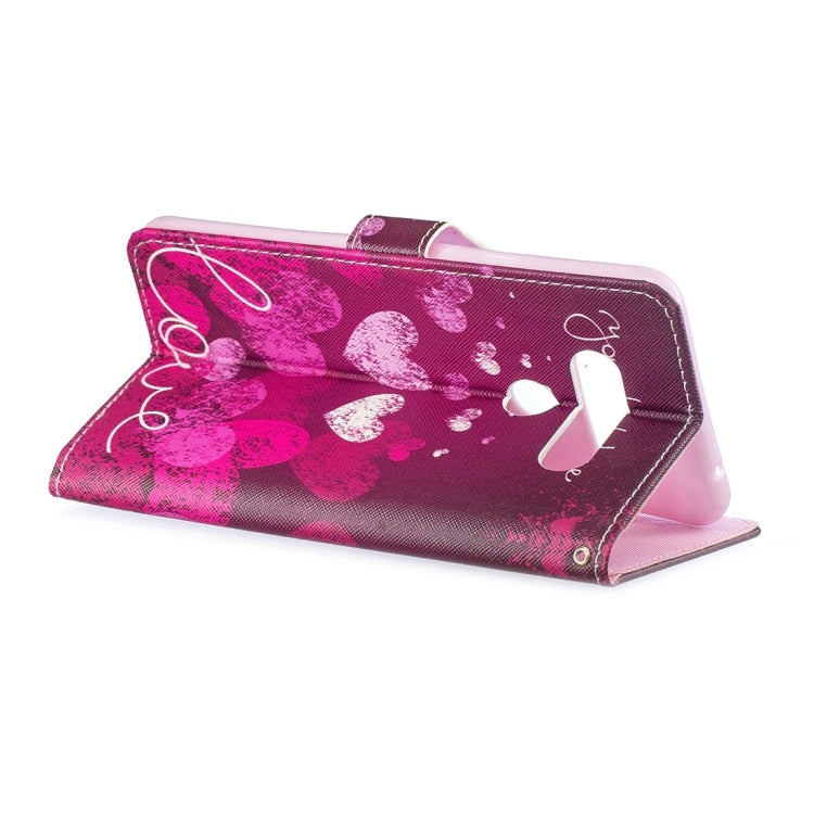 Letter Heart Pattern Horizontal Flip Leather Case for LG V40 ThinQ, with Holder & Card Slots & Wallet