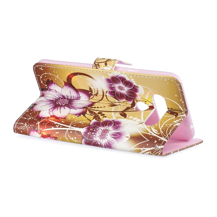 Lotus Pattern Horizontal Flip Leather Case for LG V40 ThinQ, with Holder & Card Slots & Wallet