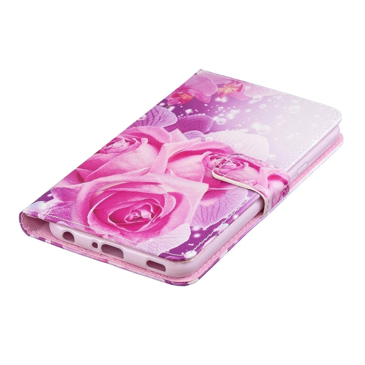 Rose Pattern Horizontal Flip Leather Case for LG V40 ThinQ, with Holder & Card Slots & Wallet