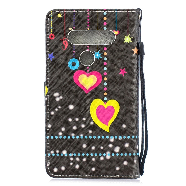 Colorful Heart Pattern Horizontal Flip Leather Case for LG V40 ThinQ, with Holder & Card Slots & Wallet