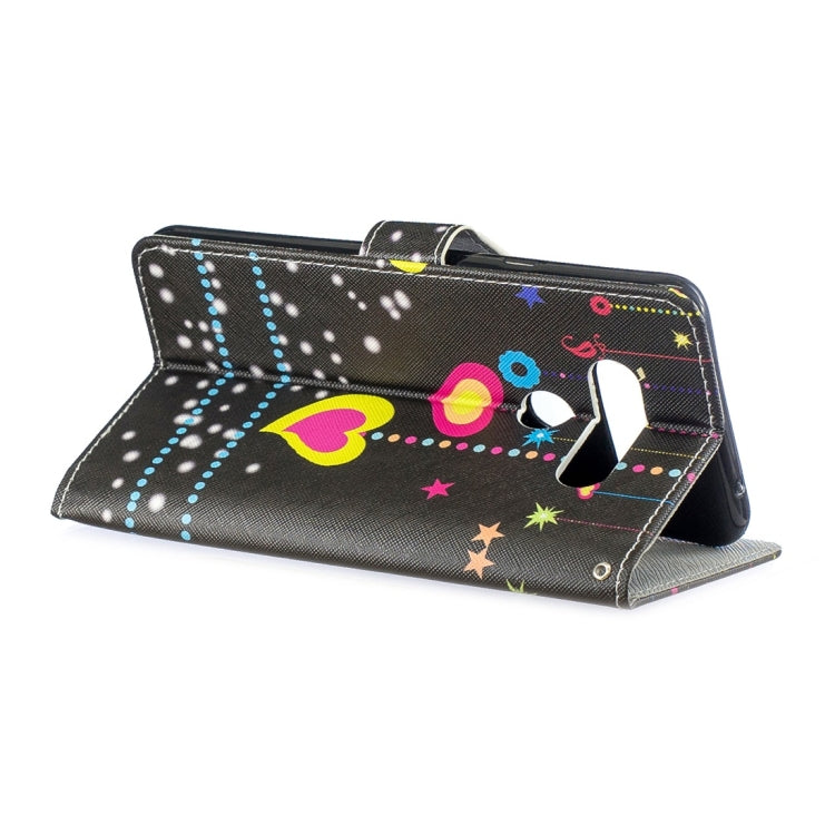Colorful Heart Pattern Horizontal Flip Leather Case for LG V40 ThinQ, with Holder & Card Slots & Wallet