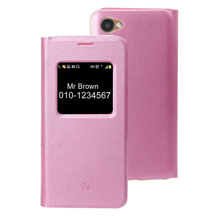 For LG Q6 Litchi Texture Horizontal Flip Leather Case with Call Display ID & Sleep / Wake-up Function