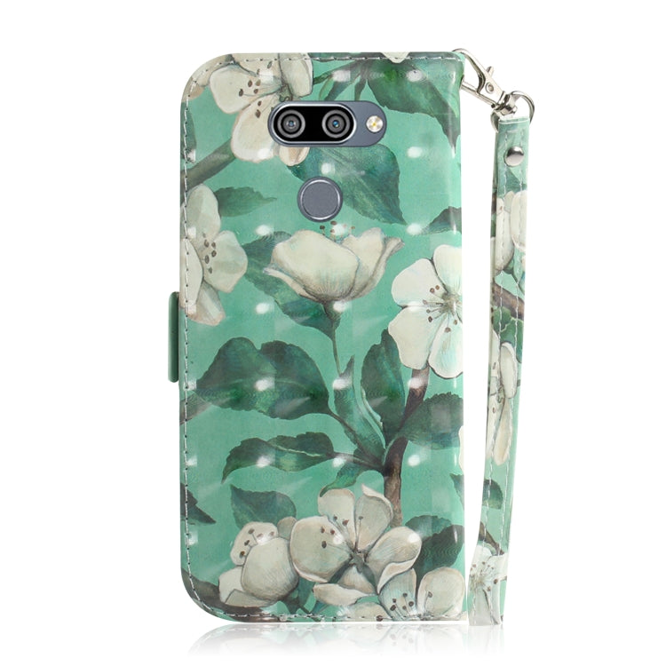 3D Painting Watercolor Flower Pattern Coloured Drawing Horizontal Flip Leather Case for LG K50, with Holder & Card Slots & Wallet