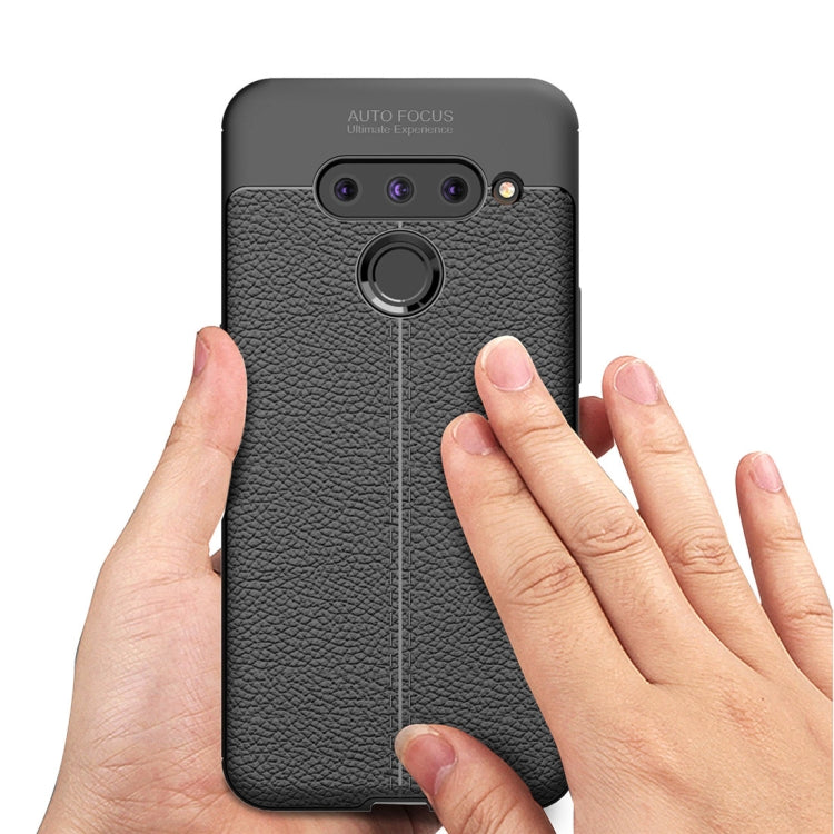 Litchi Texture TPU Shockproof Case for LG V50(Navy Blue)