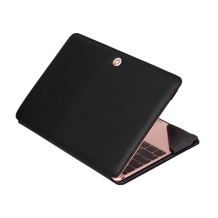 For New MacBook 12 inch Litchi Texture Horizontal Flip Solid Color Apple Laptop Leather Case with Holder