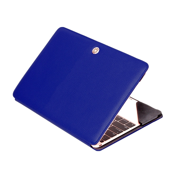 For New MacBook 12 inch Litchi Texture Horizontal Flip Solid Color Apple Laptop Leather Case with Holder