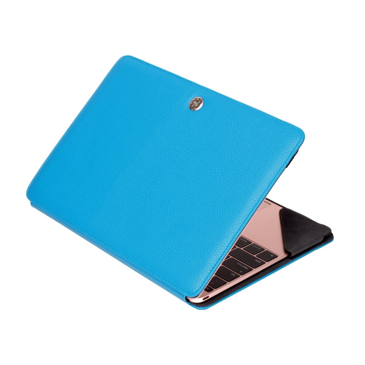 For New MacBook 12 inch Litchi Texture Horizontal Flip Solid Color Apple Laptop Leather Case with Holder