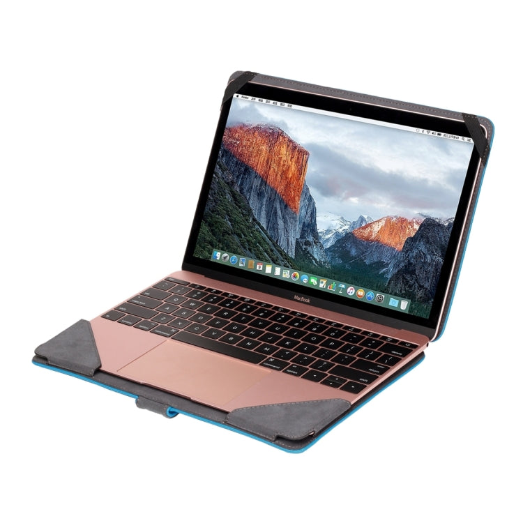 For New MacBook 12 inch Litchi Texture Horizontal Flip Solid Color Apple Laptop Leather Case with Holder