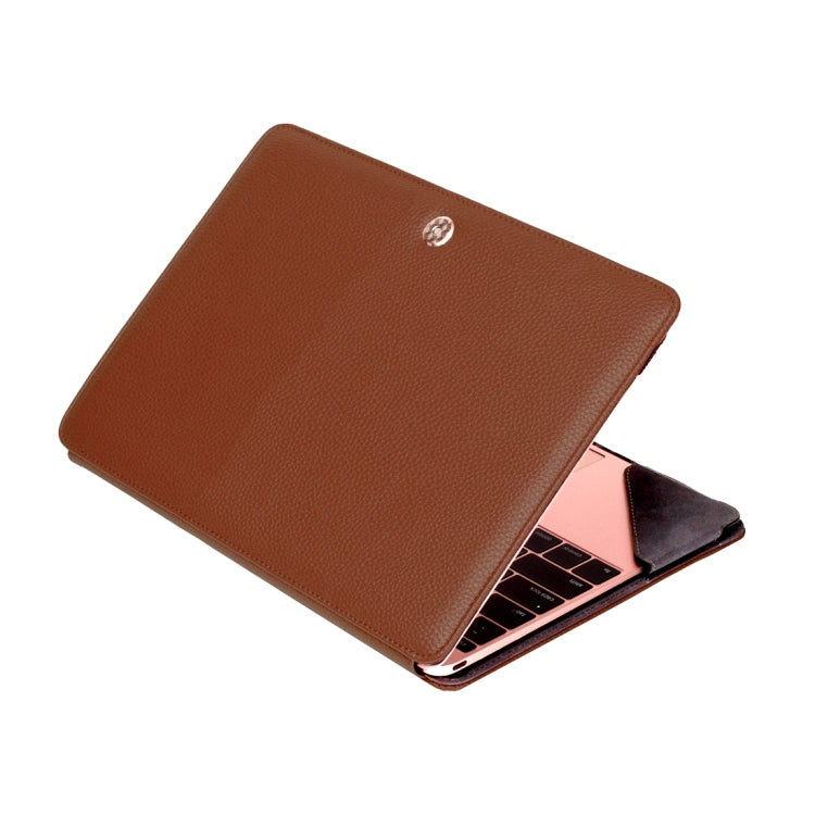 For New MacBook 12 inch Litchi Texture Horizontal Flip Solid Color Apple Laptop Leather Case with Holder