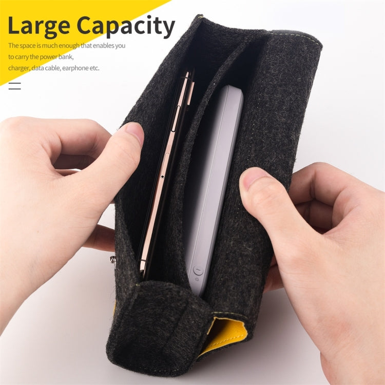 ROCK Shockproof Wool Felt Protective Storage Shell Bag Soft Sleeve, Size: 18x11.5x5cm (Black Yellow)