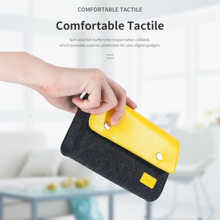 ROCK Shockproof Wool Felt Protective Storage Shell Bag Soft Sleeve, Size: 18x11.5x5cm (Black Yellow)