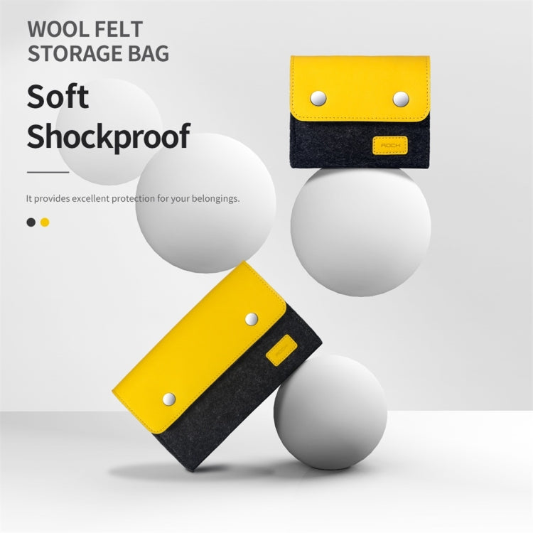 ROCK Shockproof Wool Felt Protective Storage Shell Bag Soft Sleeve, Size: 11x9.5x4.5cm (Black Yellow)