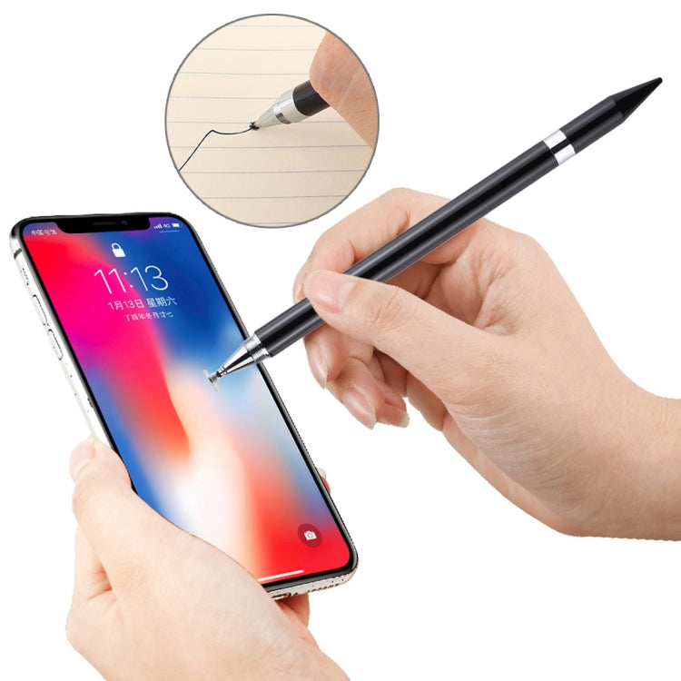 2 in 1 Stationery Writing Tools Metal Ballpoint Pen Capacitive Touch Screen Stylus Pen for Phones, Tablets