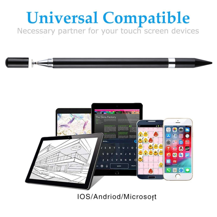 2 in 1 Stationery Writing Tools Metal Ballpoint Pen Capacitive Touch Screen Stylus Pen for Phones, Tablets
