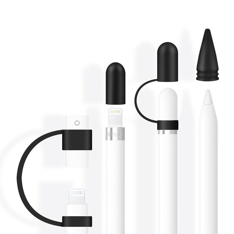 4 in 1 For Apple Pencil 1 Stylus Touch Pen Nib Pen Cap Anti-lost Silicone Protective Cover Set