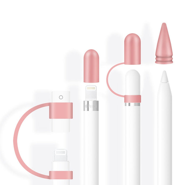 4 in 1 For Apple Pencil 1 Stylus Touch Pen Nib Pen Cap Anti-lost Silicone Protective Cover Set