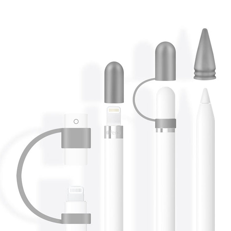 4 in 1 For Apple Pencil 1 Stylus Touch Pen Nib Pen Cap Anti-lost Silicone Protective Cover Set